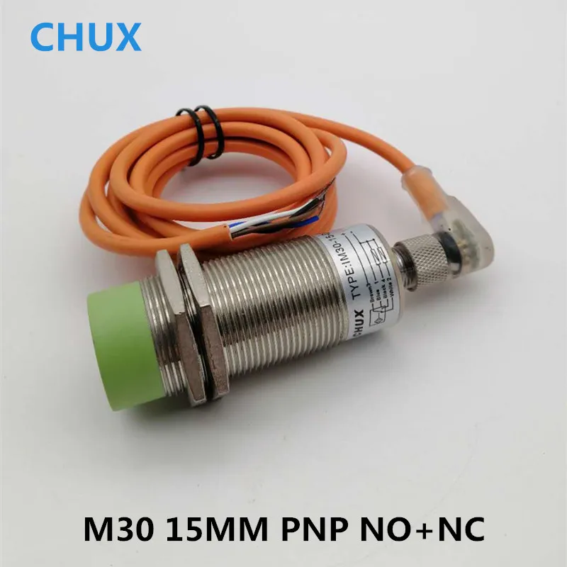 

Inductive Proximity Sensor Switch PNP M30 15mm Sensing Detect distance NO+NC with Bend Socket Sensor Connector