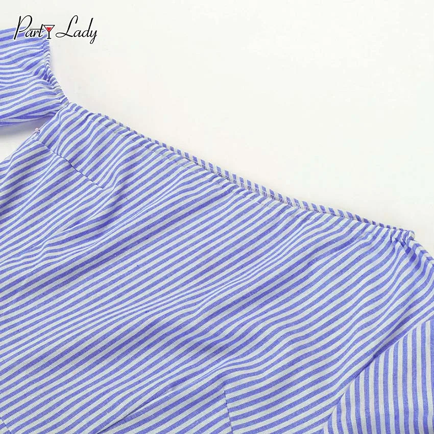 Party Lady 2018 Party Club Jumpsuits For Women Autumn Winter Striped Fashion Rompers Sexy Three-layer Sleeve Girls Jumpsuit -E