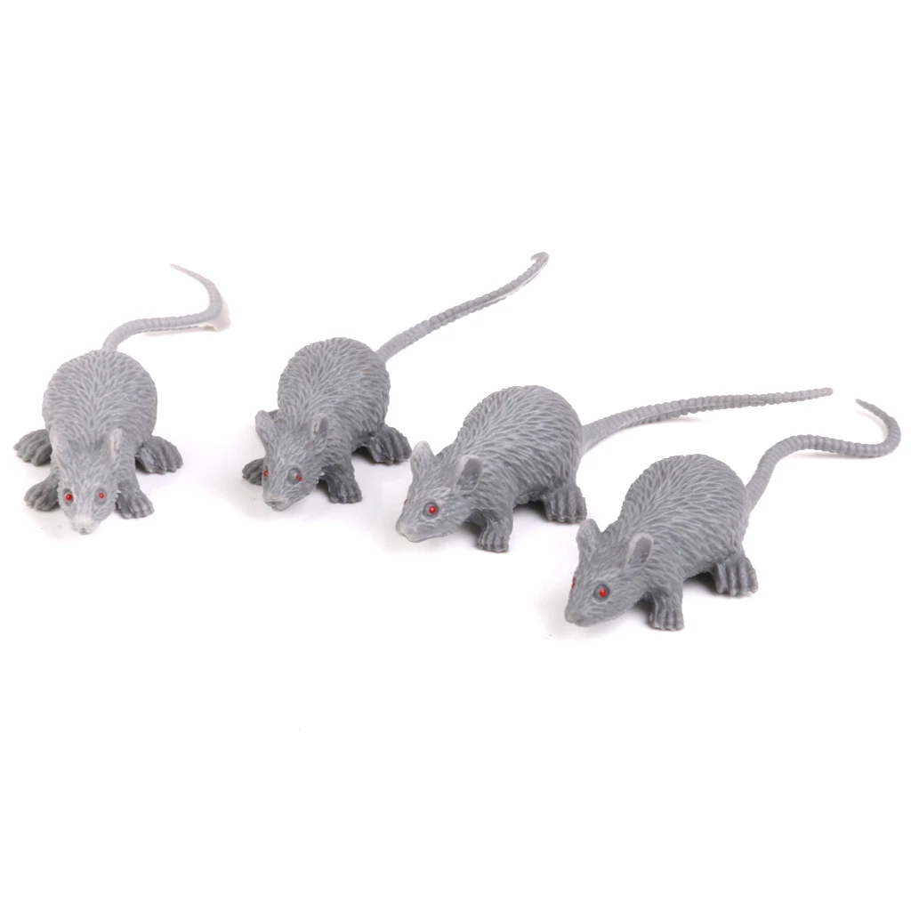 12pcs Artificial Mouse Vivid Rats Scary Creature Halloween Pranks Toy Trick Props Home Party Decor