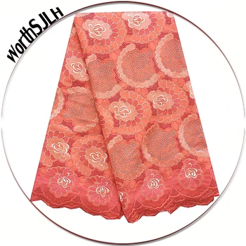 

Nigerian Swiss Dry Lace In Switzerland Embroidery High Quality Swiss Voile Lace Fabric Orange Royal Blue African Fabric Lace