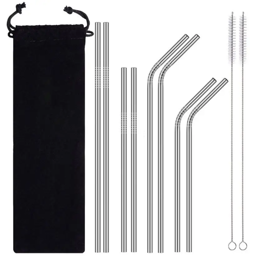 

Long Stainless Steel Metal Drinking Straws With Cleaning Brushes Set Recycle Stainless Steel Drinking Straw Dropshipping 18jul24