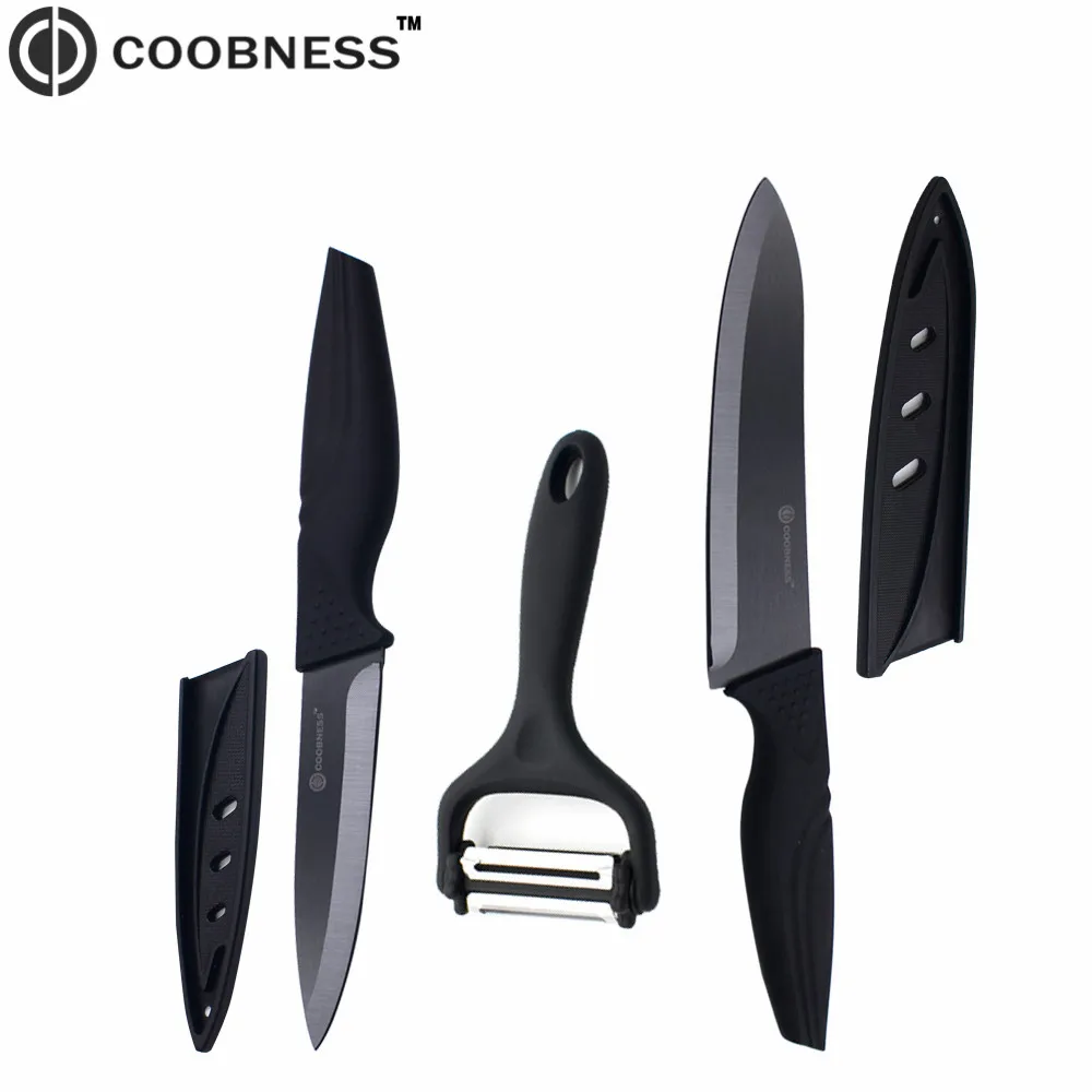 COOBNESS Brand Kitchen Knife 4'' Utility 6'' Chef And Black