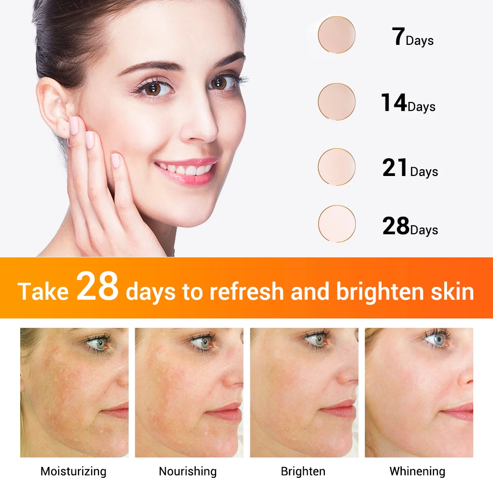 Lanbena Vitamin C Face Cream+eye Cream 2pcs Whitening Moisturizing Anti Aging Serum Acne Treatment Firming Fade Dark Spots