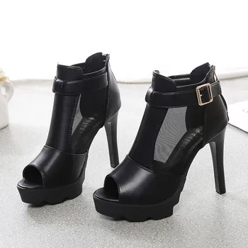 

Vogue Elegant Peep Toe Women Sandals Super High Heels Shoes Platform Thin Heel Sandals Lady Summer Party Shoes CPW2067
