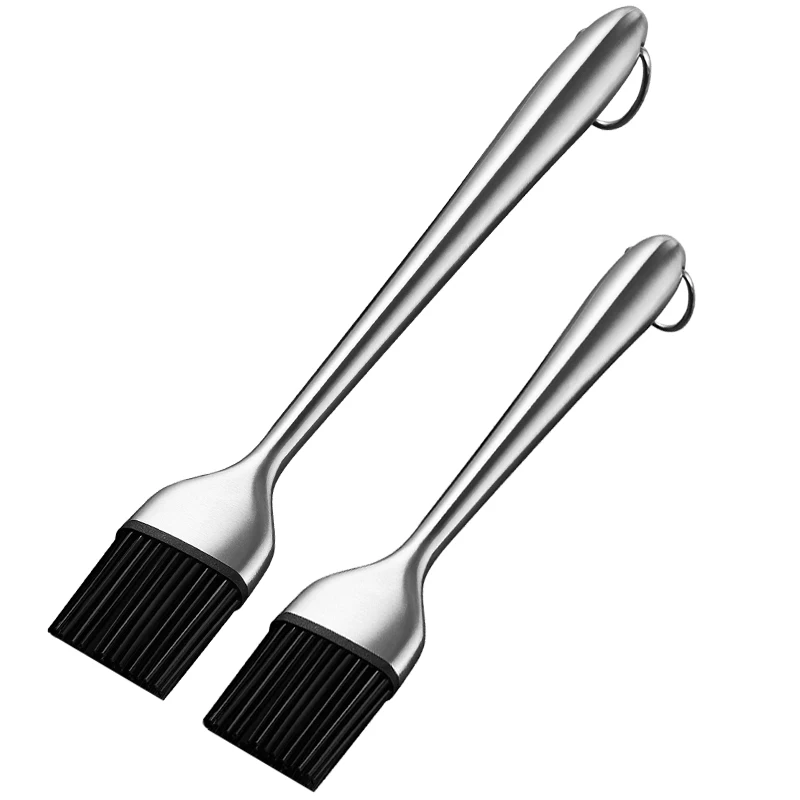 2Pcs Silicone Basting Brushes Barbecue Oil Sauce Brush Stainless Steel Handle BBQ Pastry Butter Oil Brush Baking Cooking Tools (2)