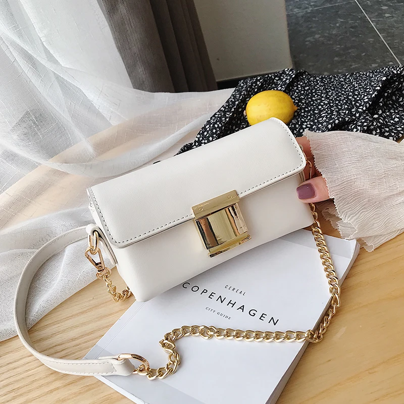 

Women Crossbody Bag White Ladies Office Bags 2019 Summer Designer Female Pu Leather Handbag Lock Yellow Clutch For Phone Coin