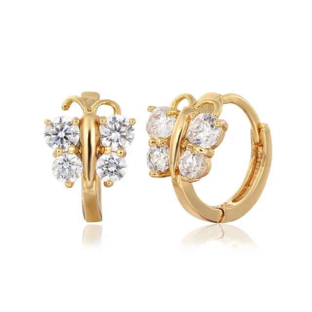 Cute Gold Color Erfly Cubic Zircon Small Round Circles Huggies Cute Gold Color Erfly Cubic Zircon Small Round Circles Huggies Hoop Earrings For Women Kids Children