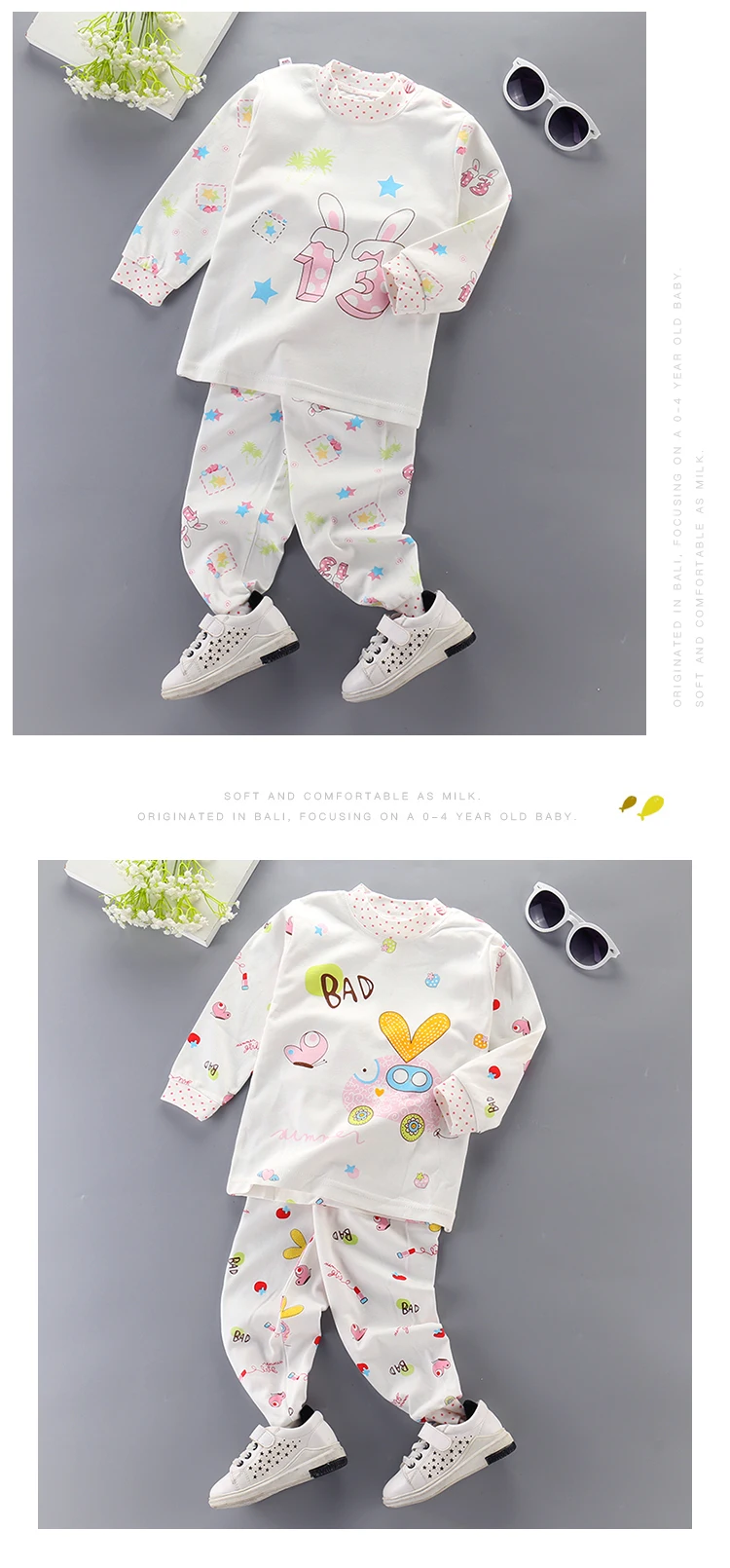 BOVURRL/Зимний спортивный костюм, рубашка с рисунком+ штаны, комплект детской одежды из 2 предметов, осенний комплект с длинными рукавами для маленьких мальчиков 24 мес.-5 лет