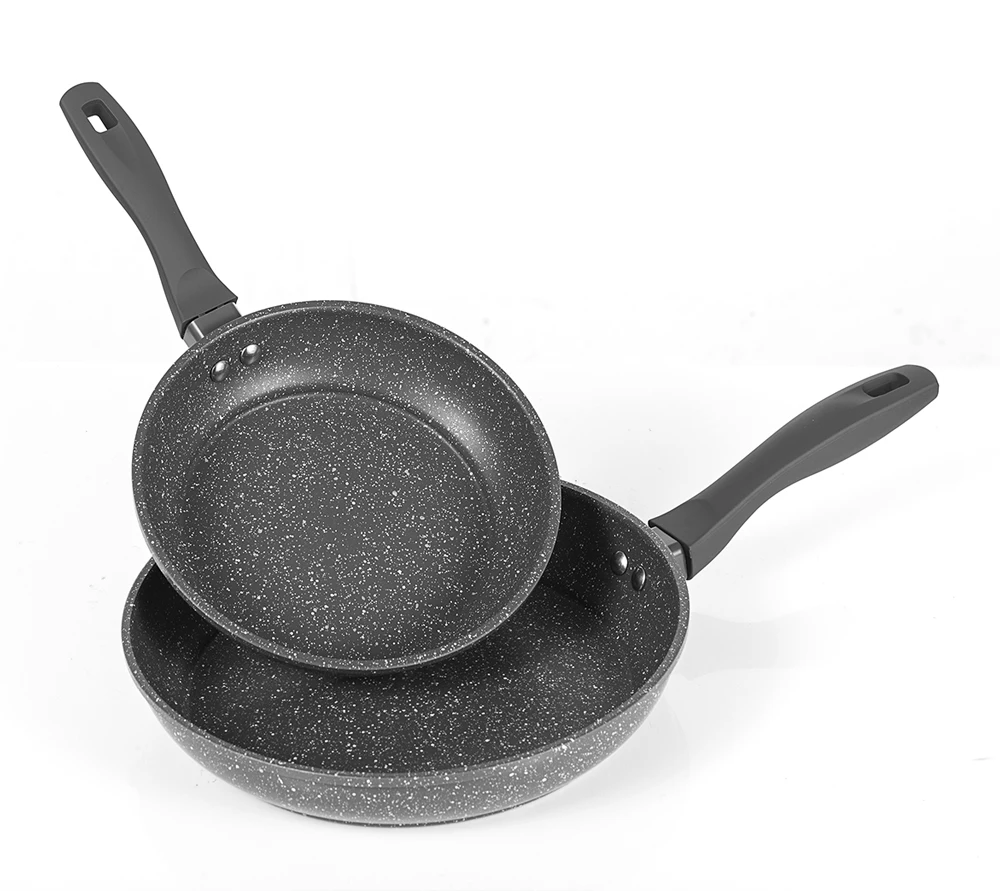 PFOA Free Stone-Derived Cooking Pan Non-Stick Coating 5 Layers Bottom Soft Handle Aluminum Frying Pot Size In 8&10 Inch