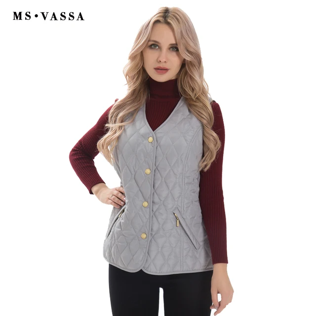 MS VASSA Women vest fashion Spring Female waistcoat padded sleeveless jacket lady casual brand outerwear plus size 5XL 7XL