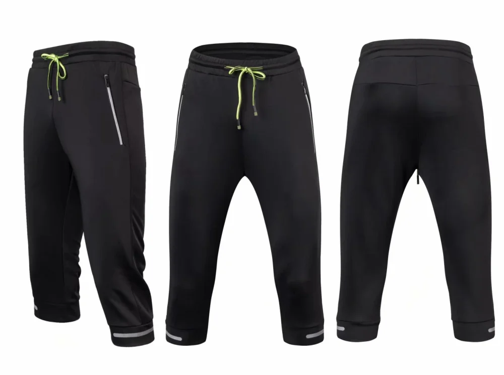 Футбольные тренировочные штаны 3/4 мужские футбольные брюки с карманом на молнии для баскетбола, бега, фитнеса, тренировки, бега, спортивные штаны