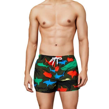 

2019 Summer Men's Sports Quick-drying Dehydrated Beach Pants Stretch Lace Fashion Print Beach Shorts