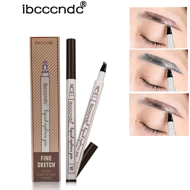 

2018 Hot Selling Henna Eyebrow Tattoo Tint Pigments Waterproof Fork Tip Eyebrow Enhancer 4 Head Fine Sketch Eye Brows Gel Makeup