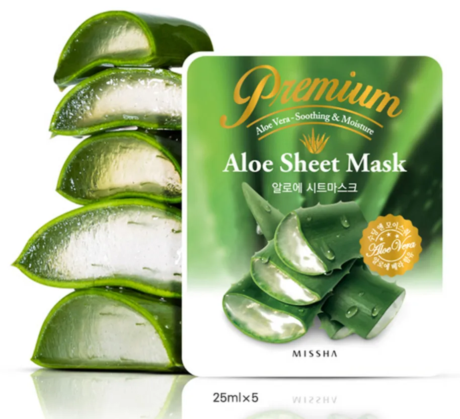 

MISSHA Premium Aloe Sheet Mask 5pcs/lot Moisturizing Whitening Acne Treatment Face Care