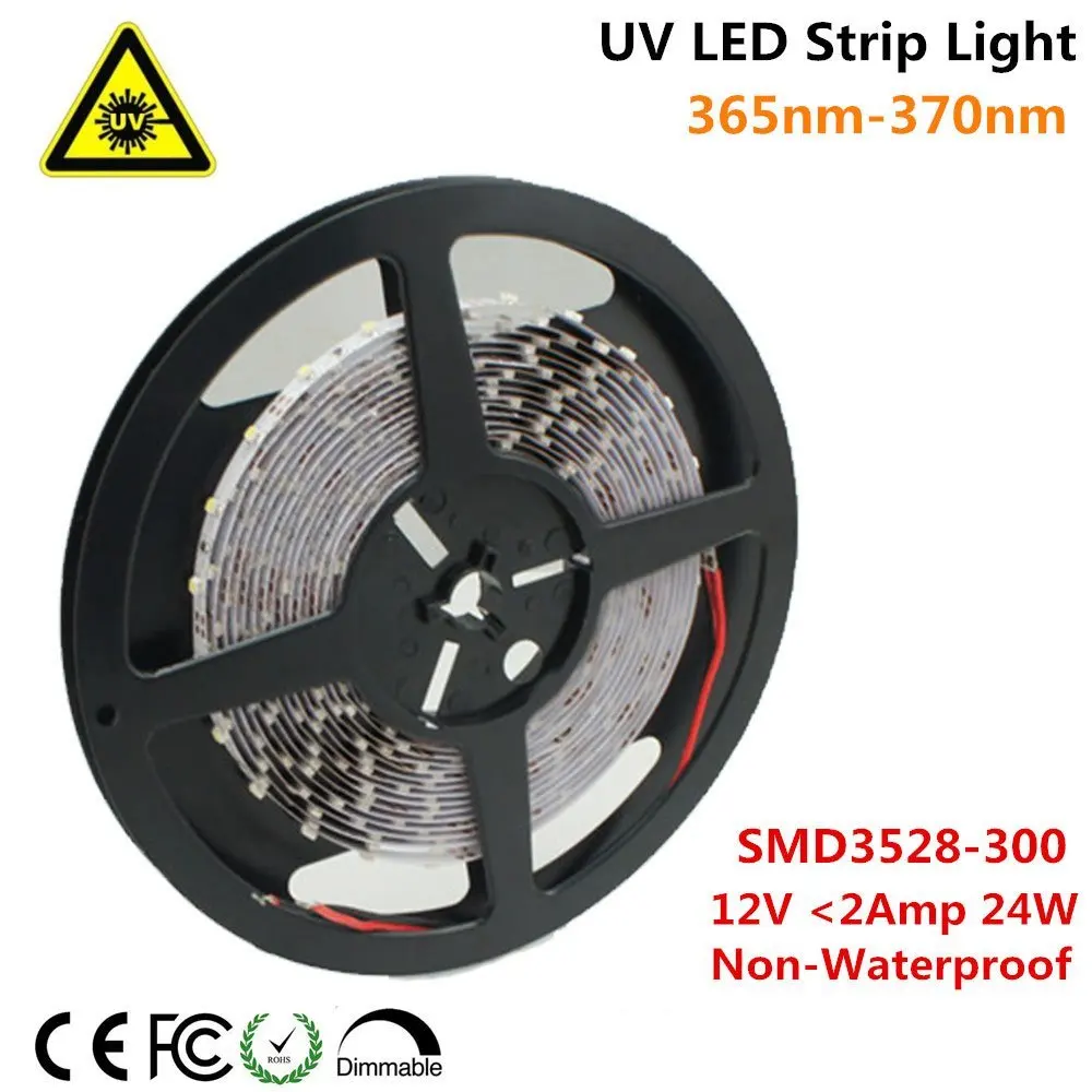 UnvarySam ультрафиолетового Светодиодные ленты 365nm 370nm 375NM 380NM 385NM 5M 12V SMD3528 300 светодиодный s УФ-сушилка УФ гель отверждения металлические трещины