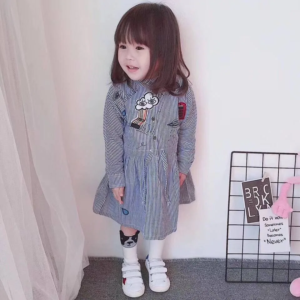 

in stock 2018 Christmas Gift Girl Dress Plaid Shirt Casual Dresses Printing Kids Party Polo Shirts Dress Oddler Fashion Clothes