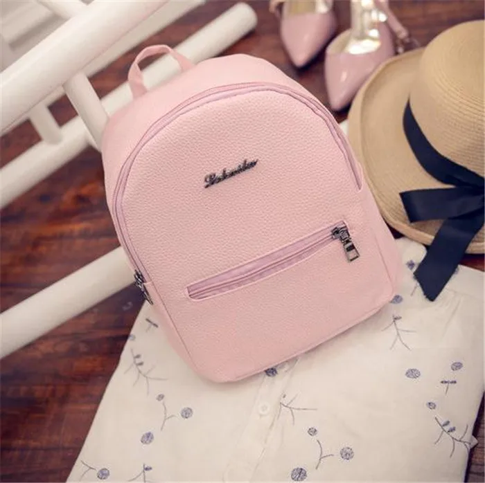 Backpacks Ladies Leather Women Bag Pouch Letter Travel Softback Girls