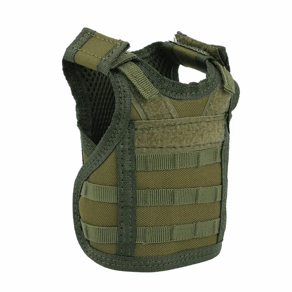 Tactical Mini Hunting Vest Beer Cover Vest Adjustable Molle Shoulder Straps Bottle Vest Water Bottle Carrier for Outdoor Soprts