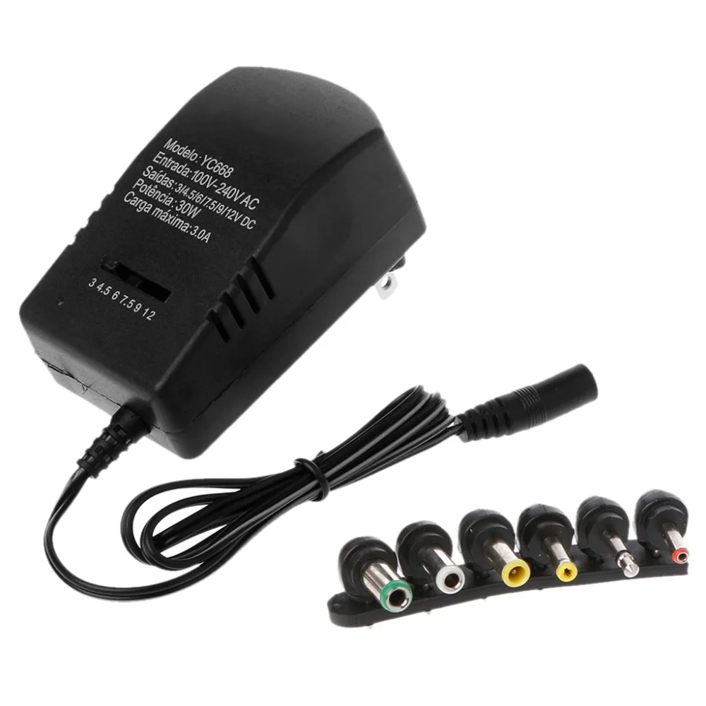 

AC DC Universal Adapter Converter 3 4.5 6 7.5 9 12V US Power Charger 3A 30W