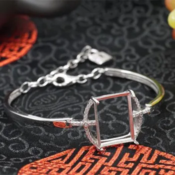 

Joanlyn Bracelet Setting for 14x19mm Rectangle Cabochons White Gold Plated 925 Silver Zircon Adjustable Bracelet Blank SL07