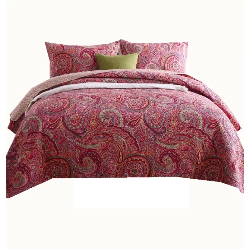 Postoral хлопок Американский цветок вышивка красный вышивка стеганая одеяло KING size двуспальная кровать покрывало
