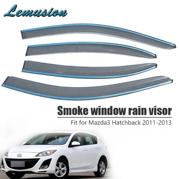 

High Quality 4pcs Smoke Window Rain Visor For Mazda 3 Hatchback 2011 2012 2013 Car-styling ABS Vent Deflectors Guard Accessories