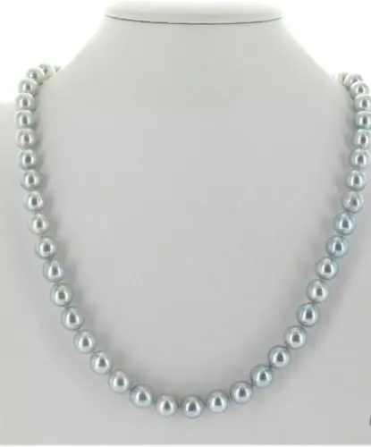 

19" 10-11mm natural Australian south sea silver gray pearl necklace 18 inch 14K (0926)