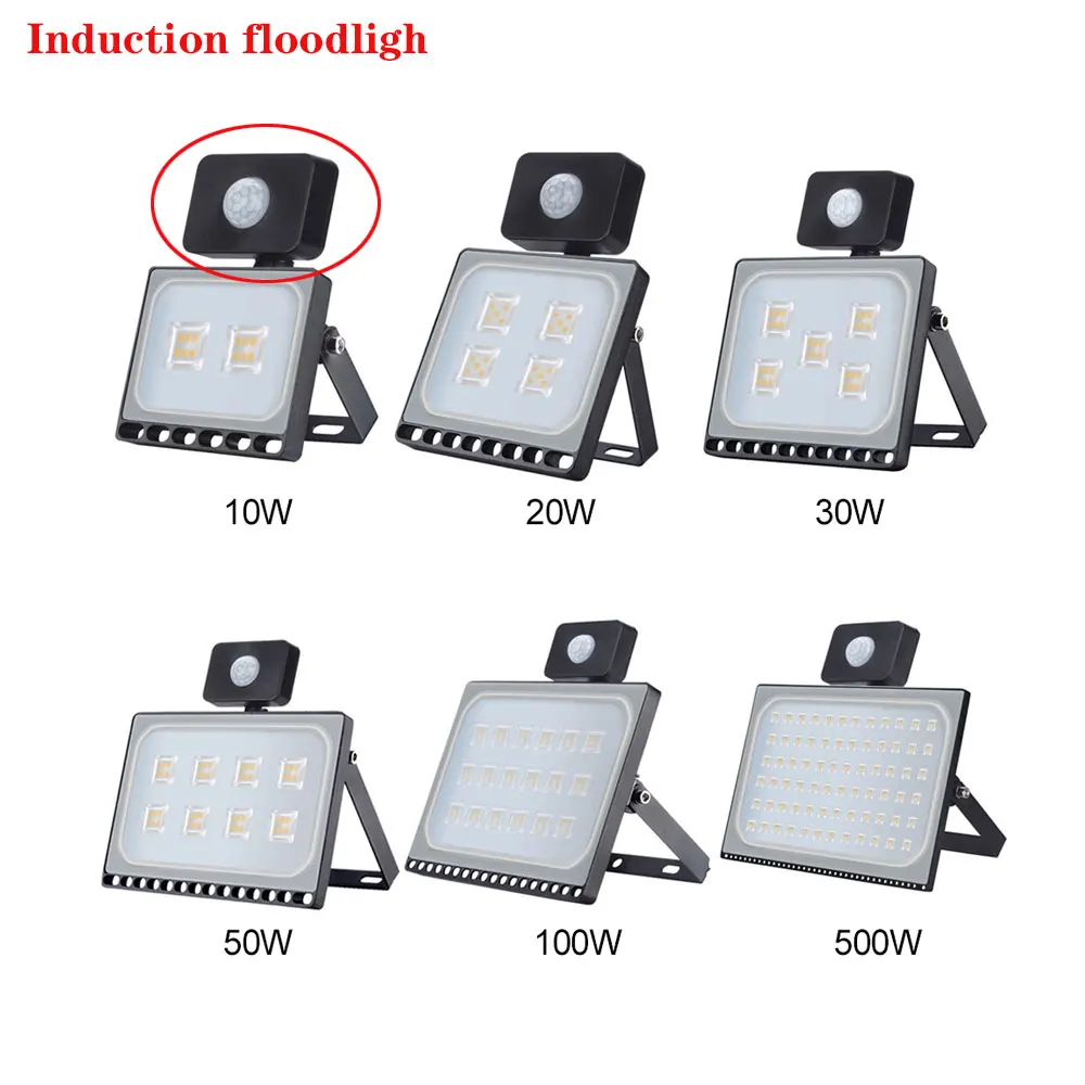 AC 220V Светодиодный точечный светильник мощностью 10 Вт, 20 Вт, 30 Вт, 50 Вт 100 Вт открытый IP65 Водонепроницаемый ультратонкий Сенсор Светодиодный прожектор светильник сада уличное Безопасности Светильник