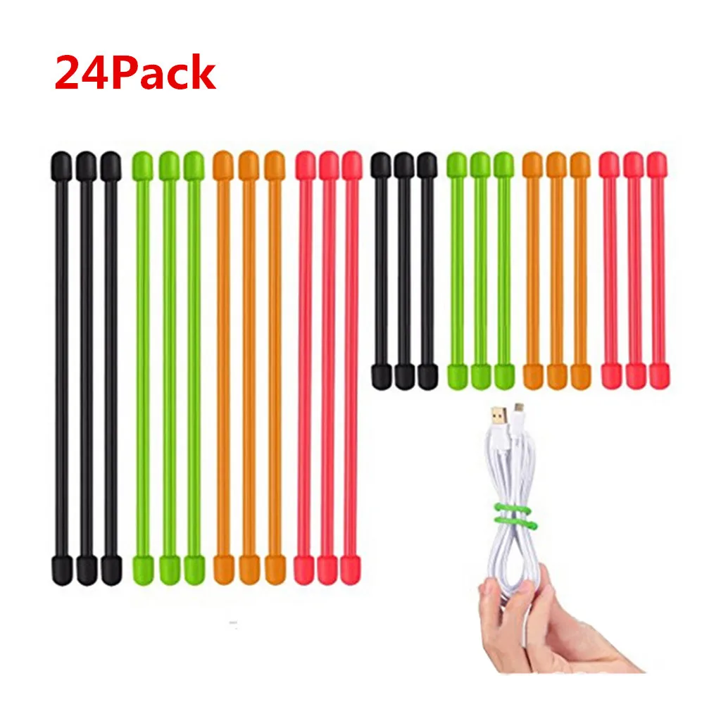 

24Pcs Rubber Magic Reusable Twist Ties Cable Organizer Wire Gear Tie makeup organizer storage bottles & jars home storage