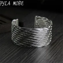 Fyla Mode Punk Style Cuff Bangles 999 Pure Thai Silver Wrap Weaving Silver Bracelet Clothes Jewelry Costume Jewellery 30mm 39.50