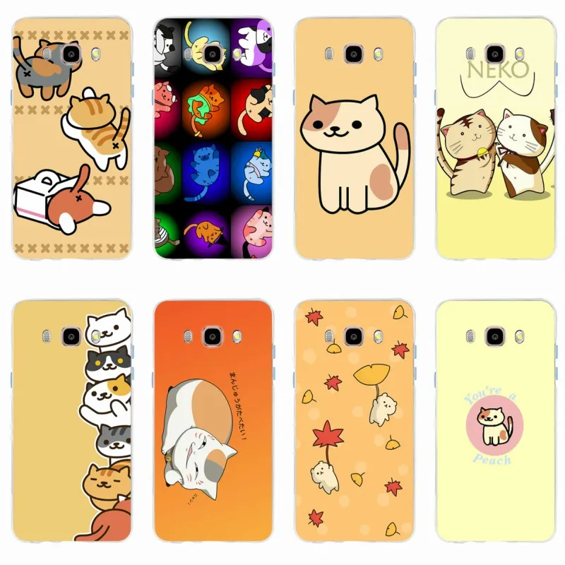 Милый чехол для телефона Neko atsum Cat мягкий силиконовый из ТПУ Samsung Galaxy S6 S6edge S6Plus A7