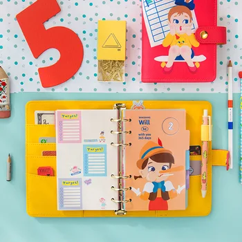 

Bentoy Cartoon Pu Leather Cover Spiral Notebook Planner Organizer Agenda Work Journal Schedule Daily Memo Credit Card Holder