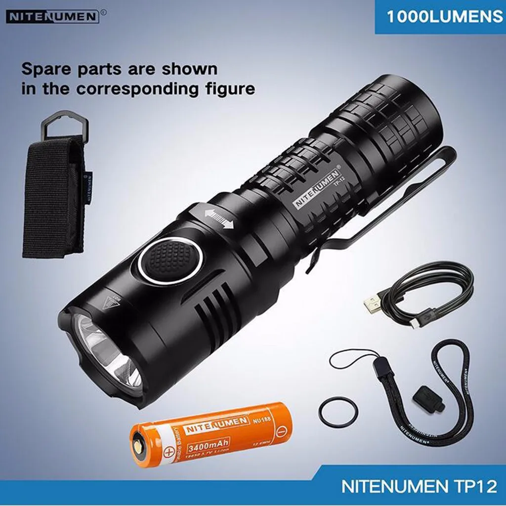 Nitenumen USB Перезаряжаемый супер яркий светодиодный алюминиевый водонепроницаемый походный фонарь Тактический светильник 1X18650 перезаряжаемый аккумулятор 3,28