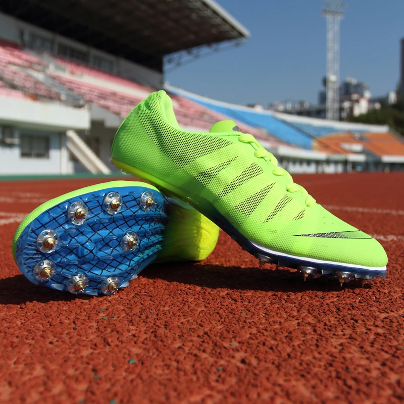 Man Track and Field Shoes Blue Green Children Spikes Shoes Athletics Spring Summer Lightweight Woman Running Nails Sneakers