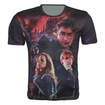 

Kids Fashion 3D T-shirt 4-20 Years Old Boys Girls Magic School Harry Shield Film Print T shirt 2019 Summer Children Tshirts Tops