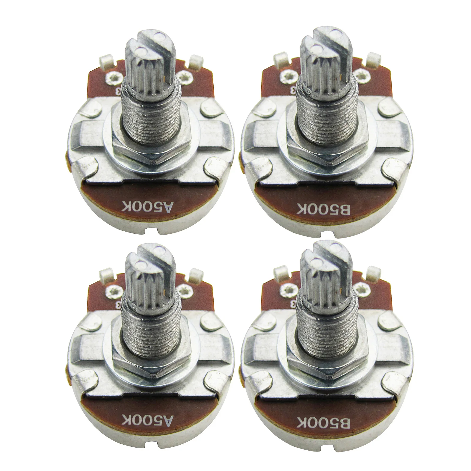 NEW 4PCS Audio Taper /Linear Taper 500k Potentiometer Long Split Shaft 18mm for Electric Guitar