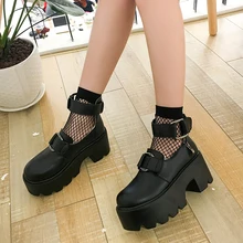2017 Primavera Zapatos de Mujer Zapatos Planos Inferiores Gruesos Zapatos de Plataforma de Harajuku Muñeca Grande Cabeza Cinturón de Hebilla de Las Mujeres Zapatos Casuales mocasines