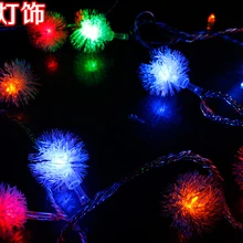 Подвеска с меховым шариком украшение лампы 10 метров 80 светодиодный фонарь мигалка лампа набор украшение фонарь водонепроницаемая лента светодиодное освещение