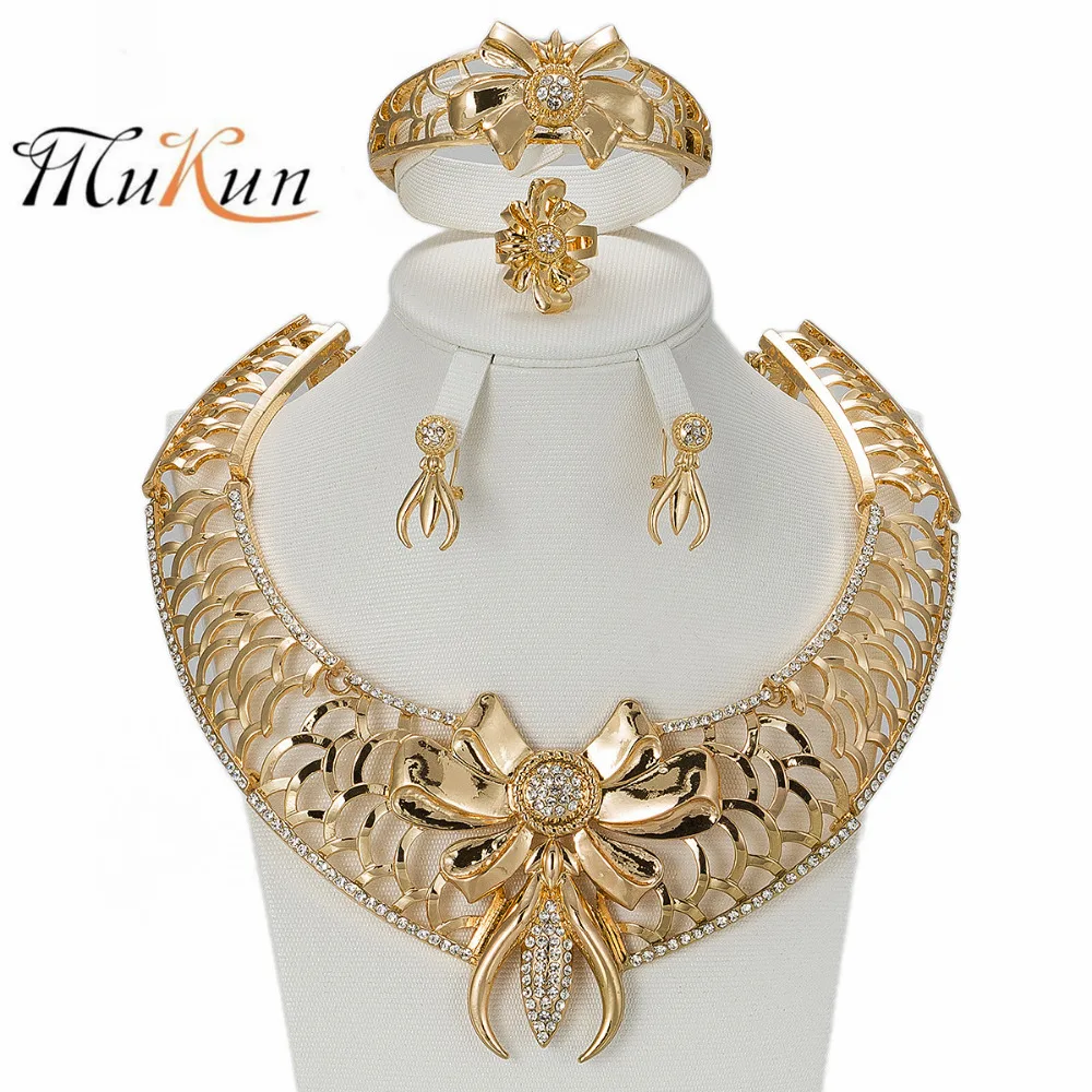 Download 2017 MUKUN Jewelry Sets Wedding Gold color Imitated Crystal Necklace Party Women African Beads ...