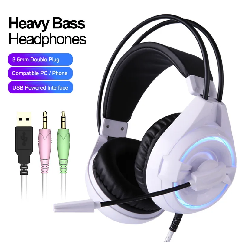 SENICC W251 3 5 мм и USB плетеный кабель игровая гарнитура легкие светодиодные