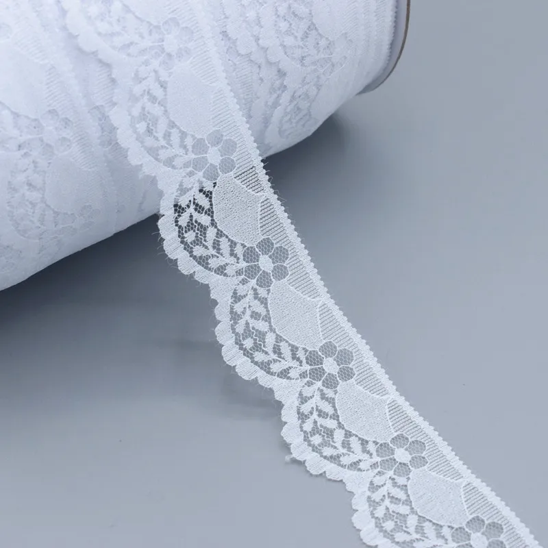 5-10 ярдов кружевная лента 40 мм кружевная ткань с широкой отделкой DIY вышитая чистая кружевная отделка для кружевной ткани шитья - Цвет: Белый