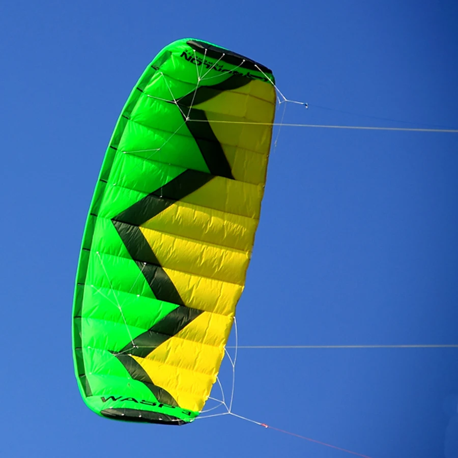 Green 3 Sqm Professional Outdoor Sport Kite Quad Line Stunt Kite