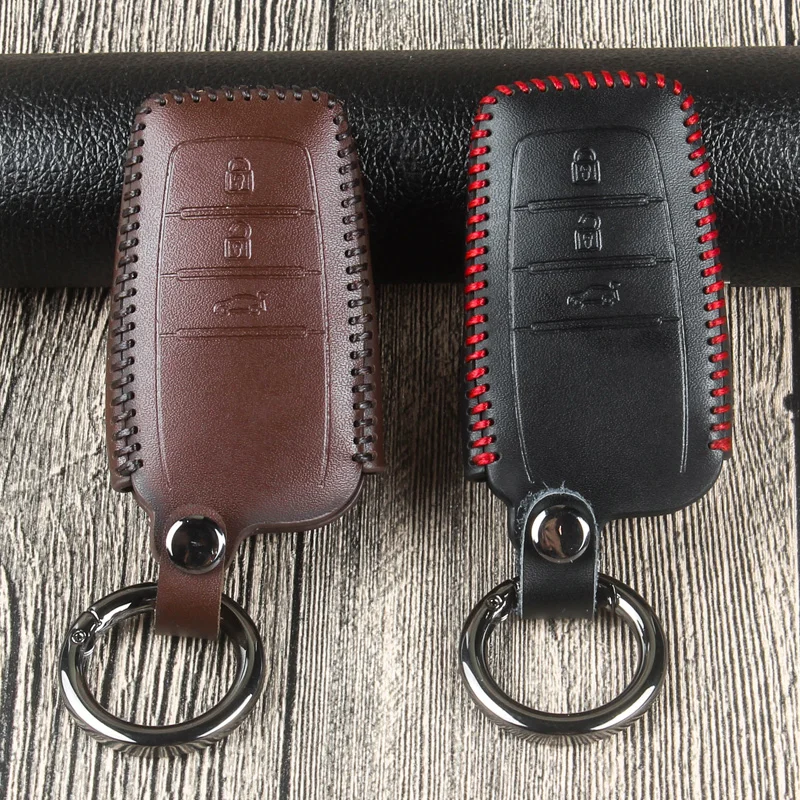 

High quality Genuine leather Car key Case For Toyota Camry Highlander Land Cruiser Corolla Prado REIZ Crown RAV4 Key Cove