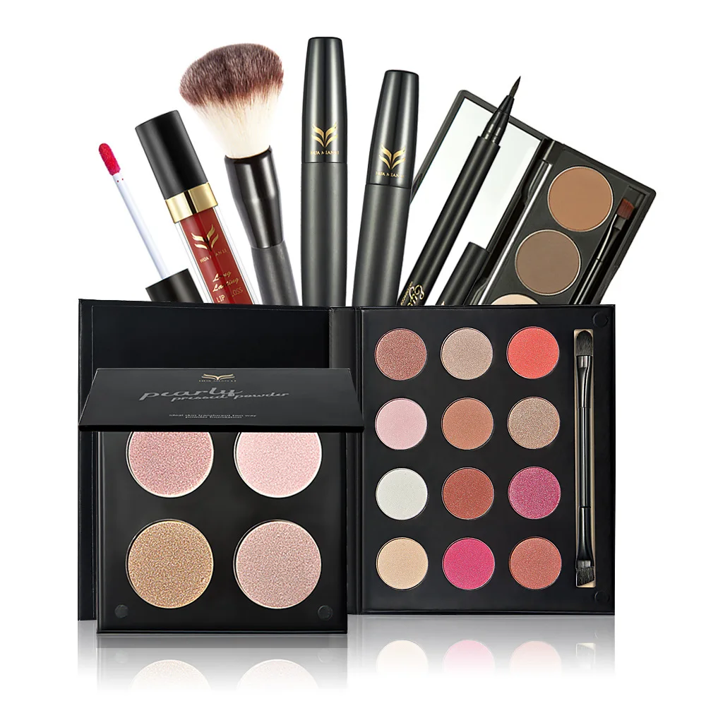 HUAMIANLI 7pcs Daily Use Cosmetics Makeup Sets Mascara powder eye shadow eyebrow lip gloss eyeliner brush Tool Kit Makeup Gift-in Makeup Sets from Beauty ...