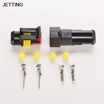 

1 Set 2 Pin Way Sealed Electrical Wire Waterproof Black Auto Connector Plug Car Part Set