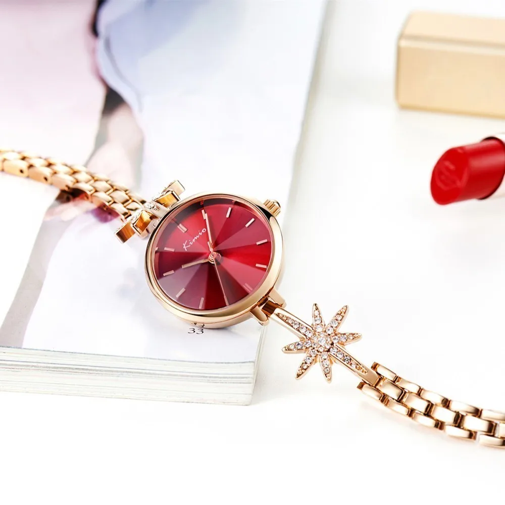 KIMIO Star Womens Watches With Rhinestones Rose Gold Bracelet Quartz Ladies Watch Women Fashion Top Brand Luxury Wrist Watch KIMIO Star Womens Watches With Rhinestones Rose Gold Bracelet Quartz Ladies Watch Women Fashion Top Brand Luxury Wrist Watch