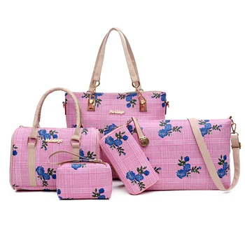 

5PCS / SET luxury women handbag Fashion printing composite bag Women's Shoulder Messenger Bags Large-capacity female bag