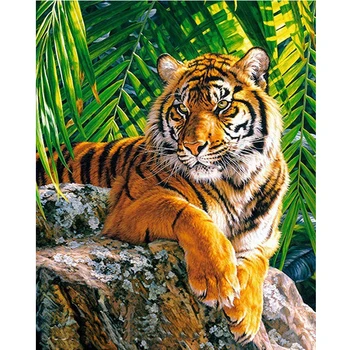 

NEW 5D DIY Diamond Painting Cross Stitch Forest Tiger Family Crystal Needlework Diamond Embroidery Animal Home Decorative XU