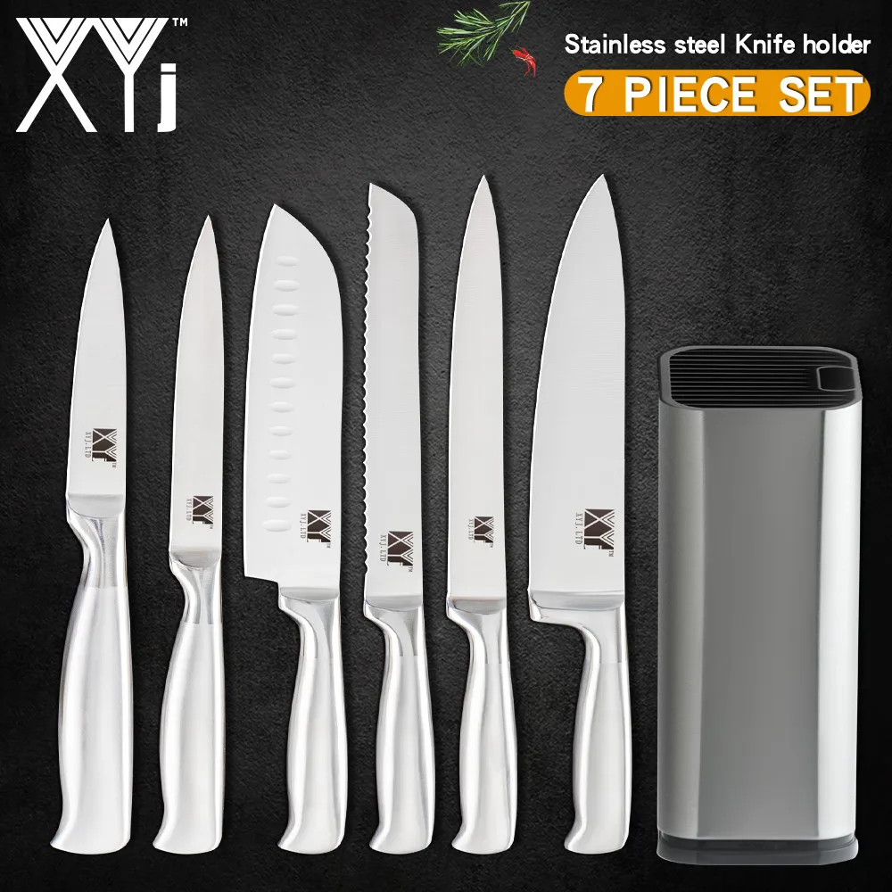

XYj Stainless Steel Kitchen Knives 6 Pcs Set High Carbon Sharp Blade Chef Bread Slicing Santoku Utility Paring Knives Tools