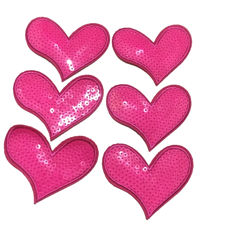 10 шт./лот маленькое розовое сердце расшитое блестками железо заплатка для одежды рюкзак Сердце Аппликации блёстками патч значок шитье DIY